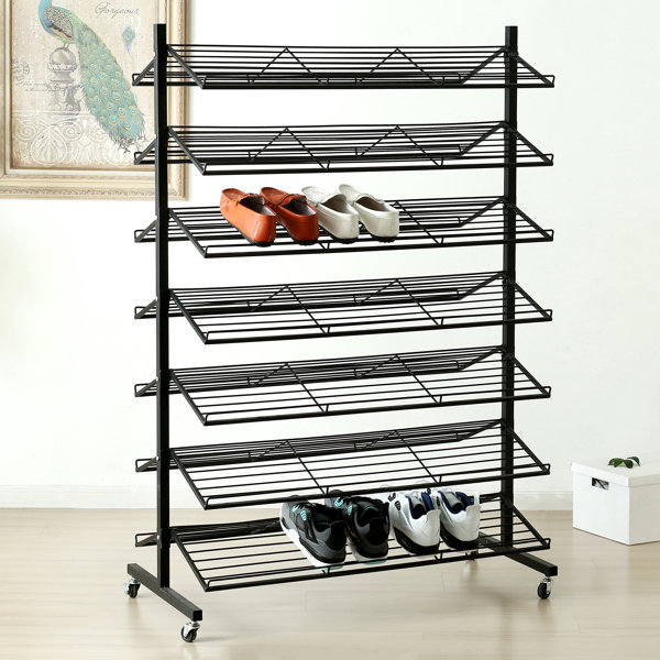 Rebrilliant DualSided Rolling 70 Pair Shoe Rack Wayfair